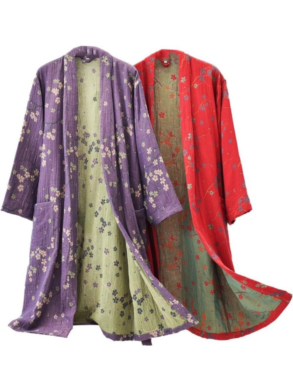 Lightweight Cotton Kimono Yukata Sleepwear Set | Breathable Nightgown & Pajamas
